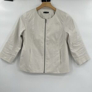 EILEEN FISHER Nylon & Silk Lined Women's Size Petite Small Beige‎ Jacket (scuff)